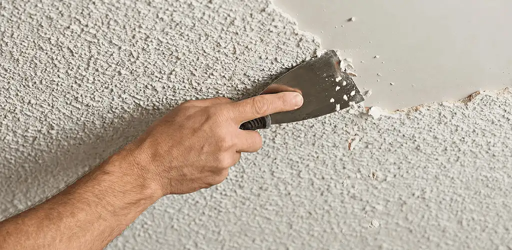 Popcorn ceiling removal scraping off textured ceiling finish in Birmingham, AL