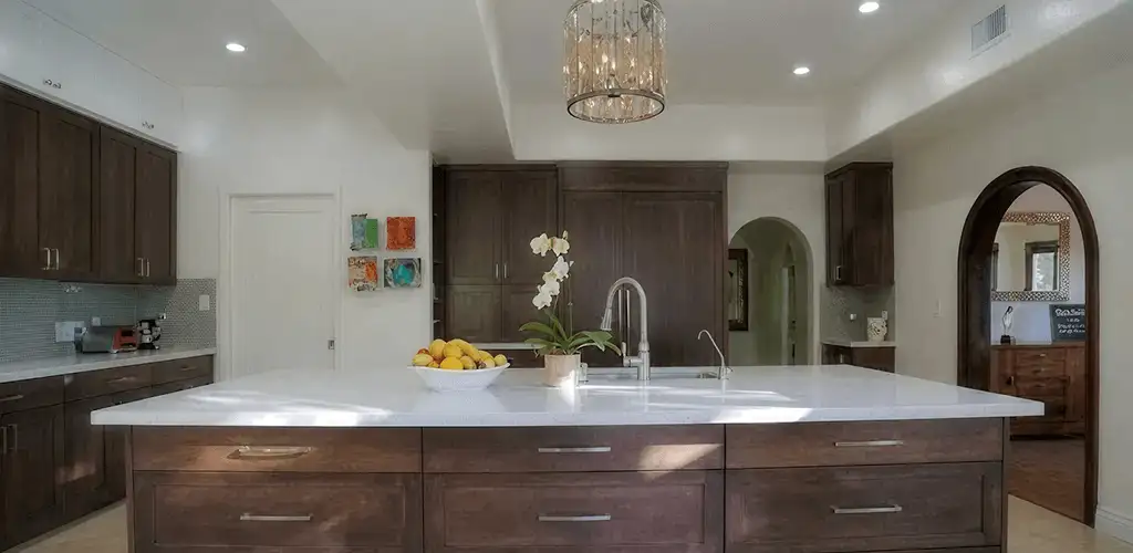 Cabinet refacing project with updated kitchen cabinets and island in Birmingham, AL