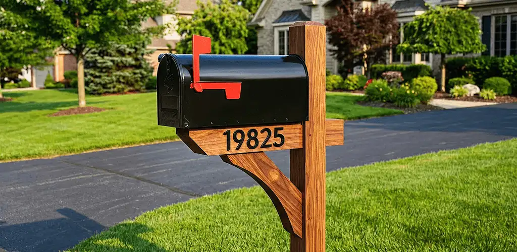 New mailbox installation with post and address number for a home in Birmingham, AL