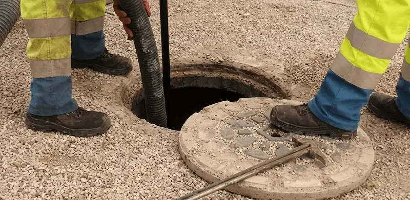 Drain cleaning crew clearing a sewer access point with professional equipment in Birmingham, AL
